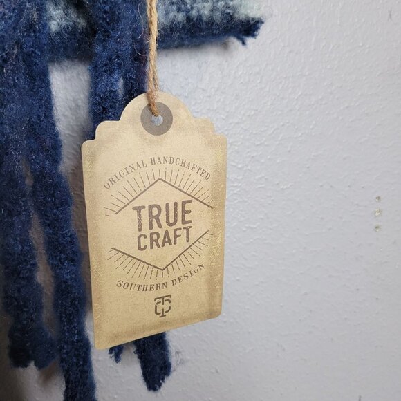 NWT True Craft Soft Fuzzy Large Winter Scarf Striped Blue Red - Picture 3 of 5